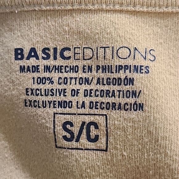 Ladies Small Basic Editions Tan Cotton Short Sleeved Top with Front Embellishmen - Picture 4 of 4